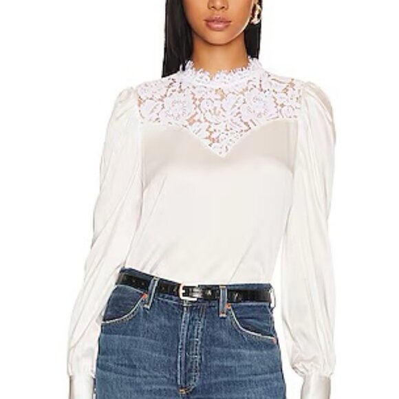 Generation Love Libby Lace Combo Blouse NWOT White Approx. Size S MSRP $285 - Picture 1 of 7